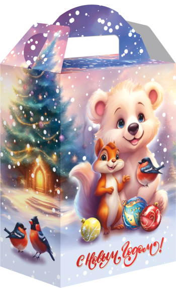 Коробка новогодняя подарочная Умка и друзья, 160х100х230 (+63) мм — изображение 4